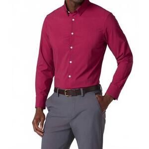 NEW MIZZEN + MAIN leeward long sleeve dress shirt in mulberry dot